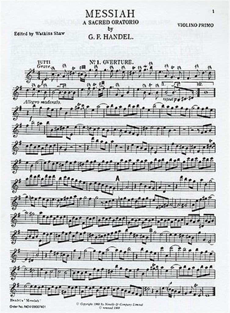 Messiah First Violin (Edited By Watkins Shaw)